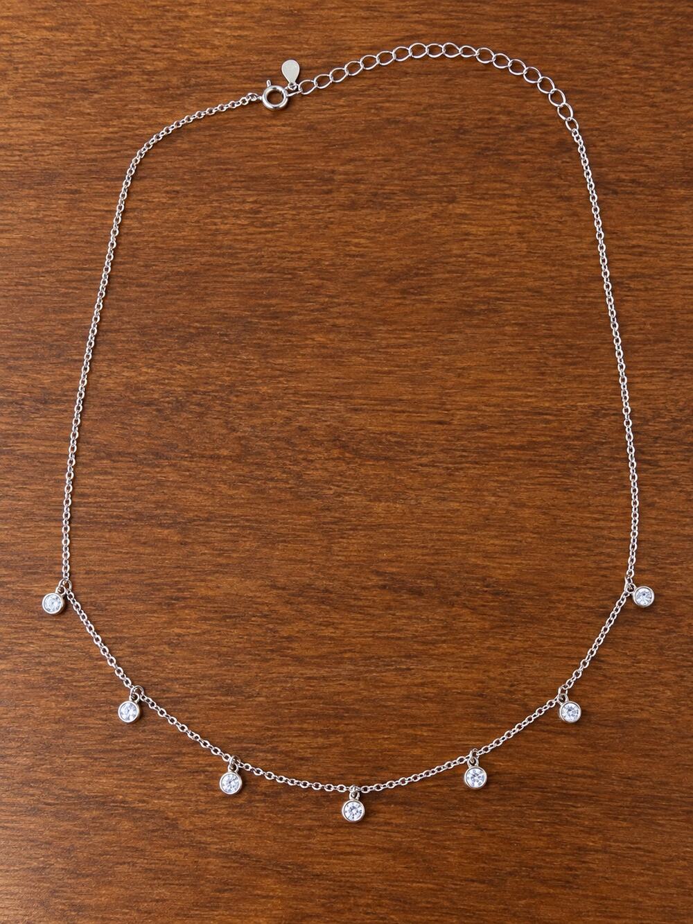 NEW Freida Rothman Vault 925 Silver Bezel Drop Choker Necklace 15"